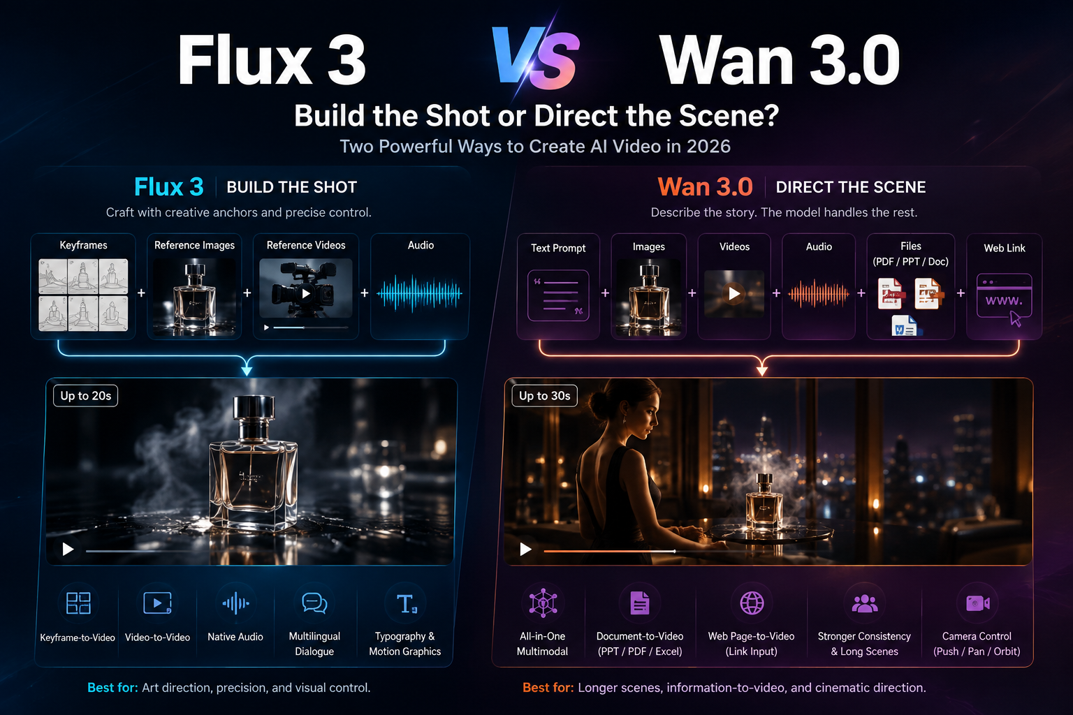 FLUX 3 vs Wan 3.0 video workflow comparison